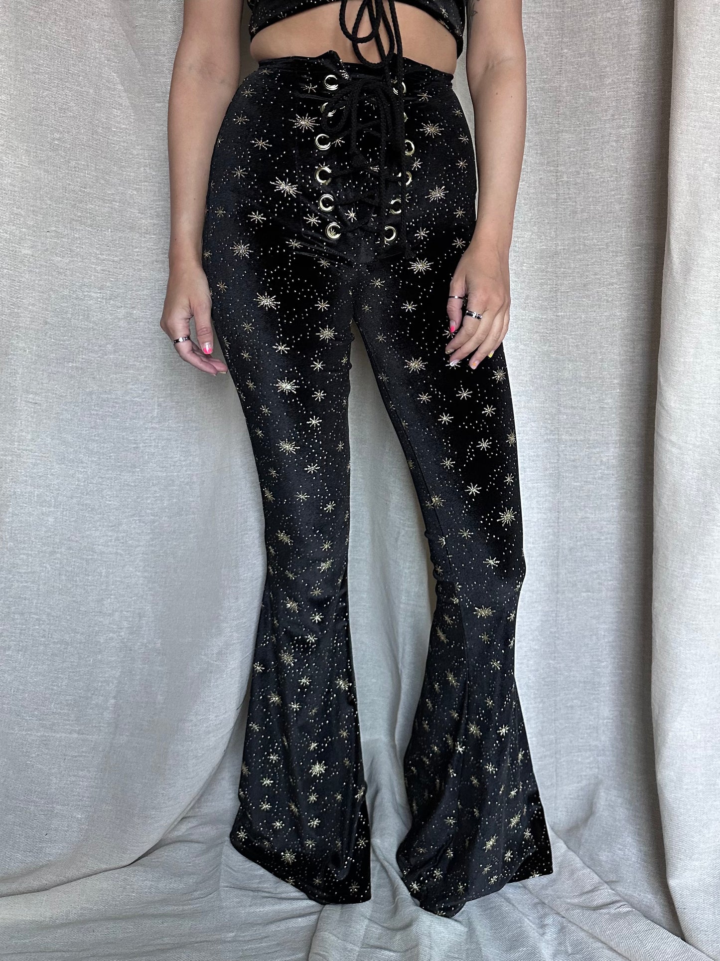 Gold sales flared trousers