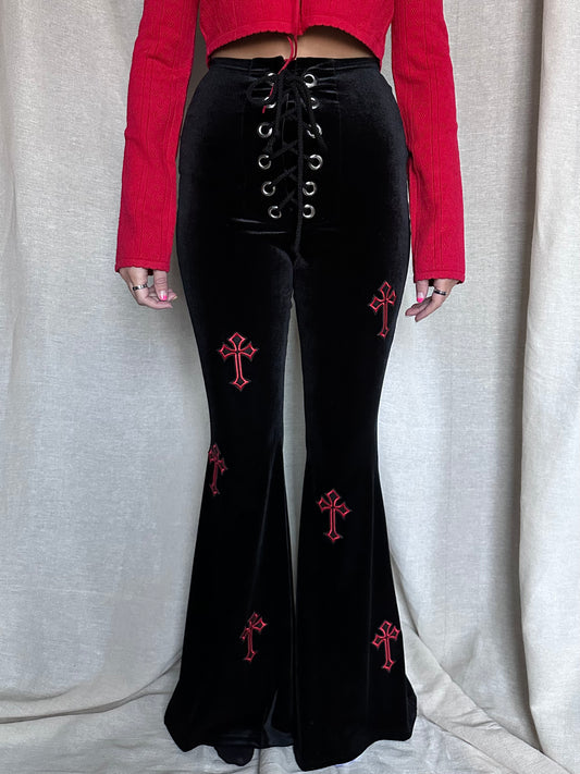 Buffy Flared Trousers - PRE ORDER - Black / Red