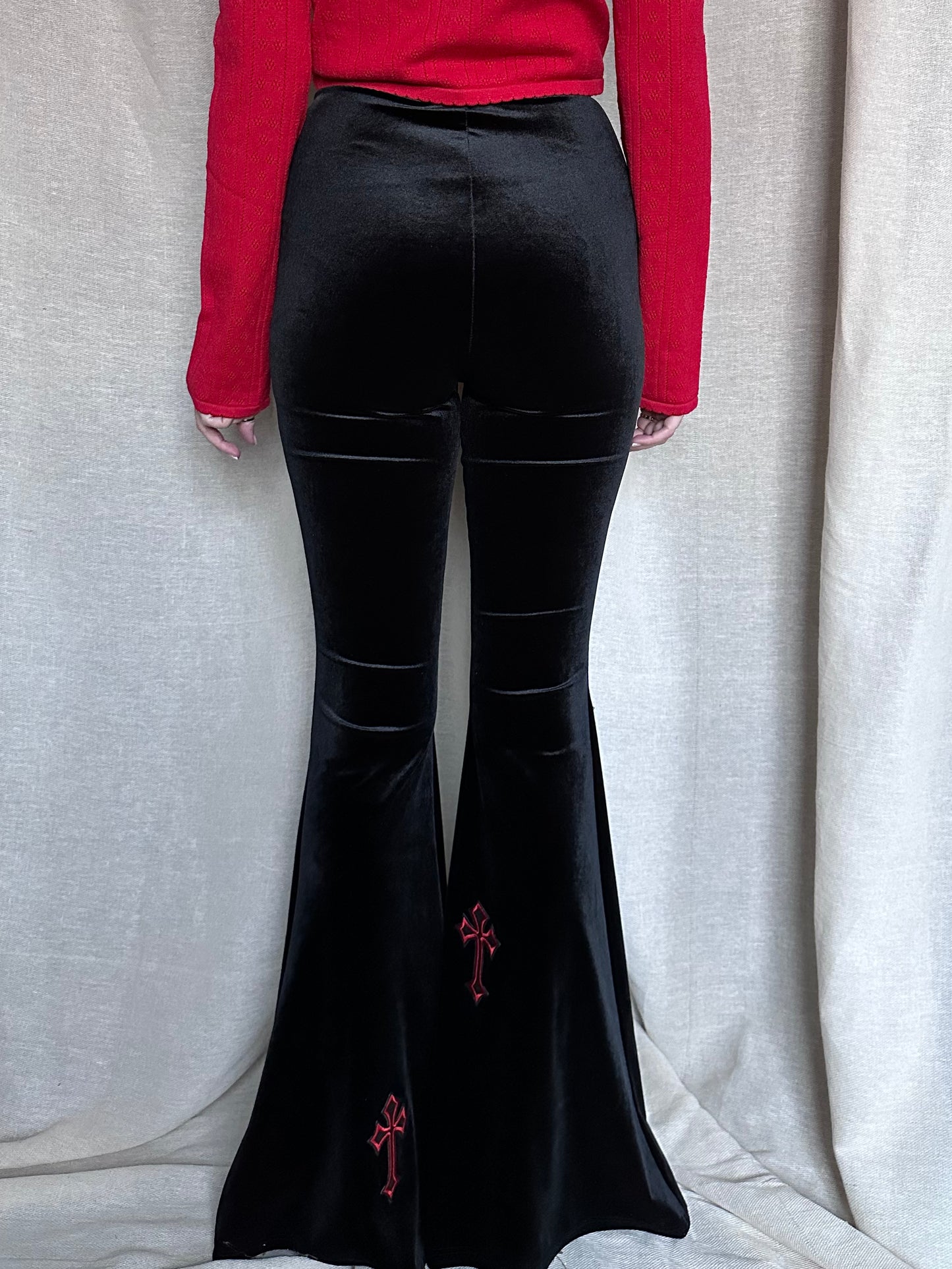 Buffy Flared Trousers - Black / Red