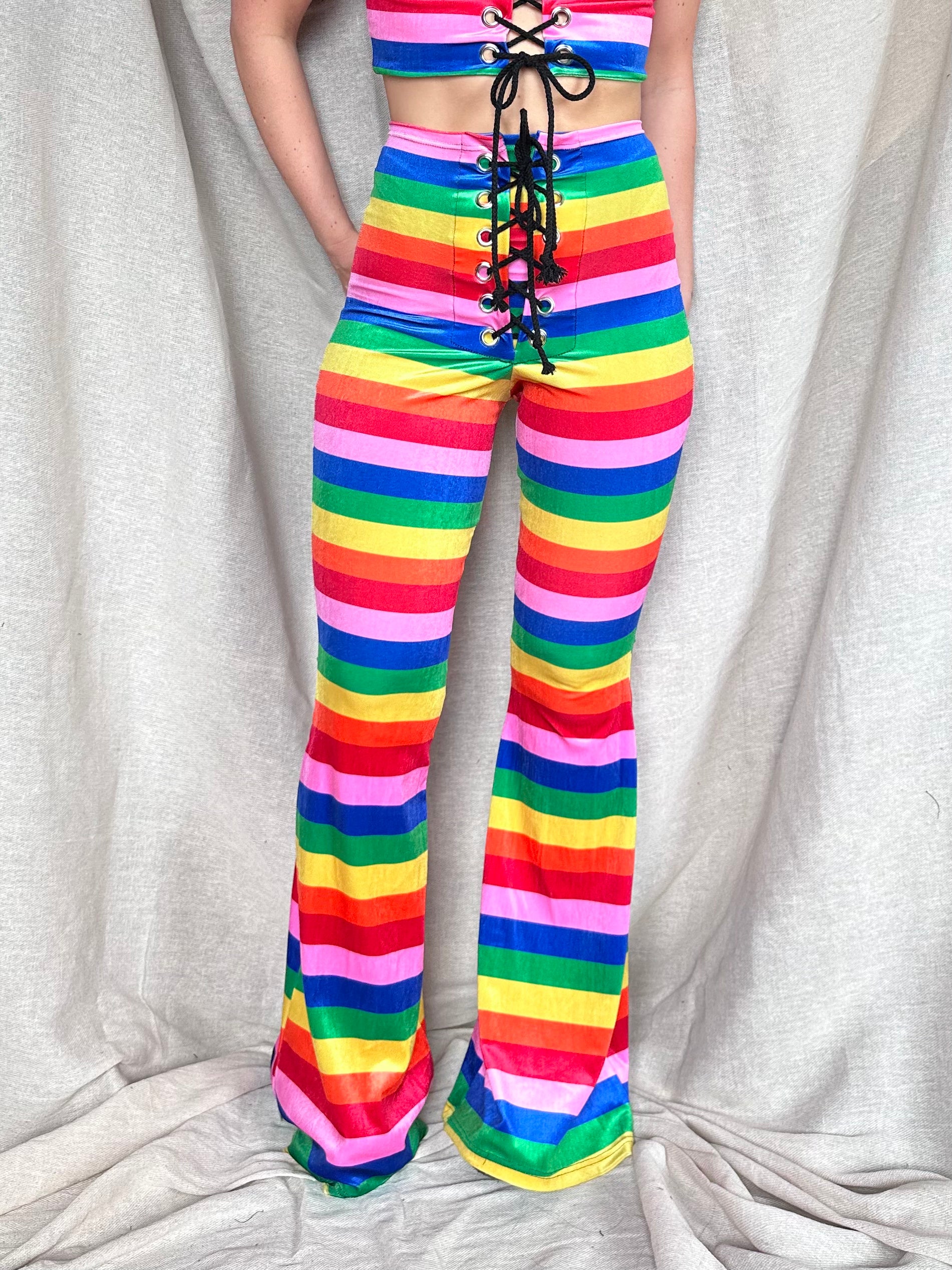 LIMITED EDITION Stevie Flared Trousers Rainbow Stripe MXCI