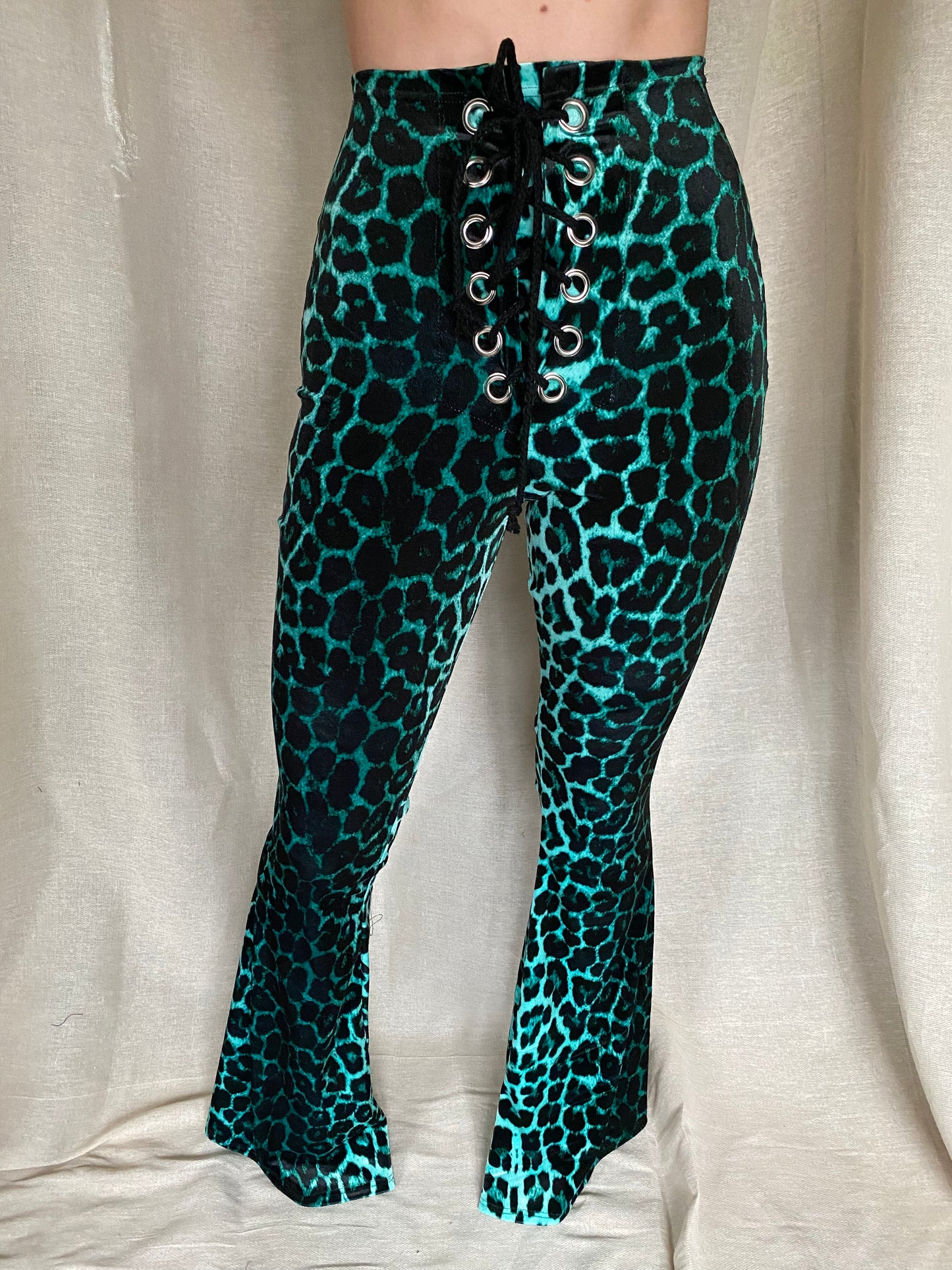 Stevie Flared Trousers - Green Leopard