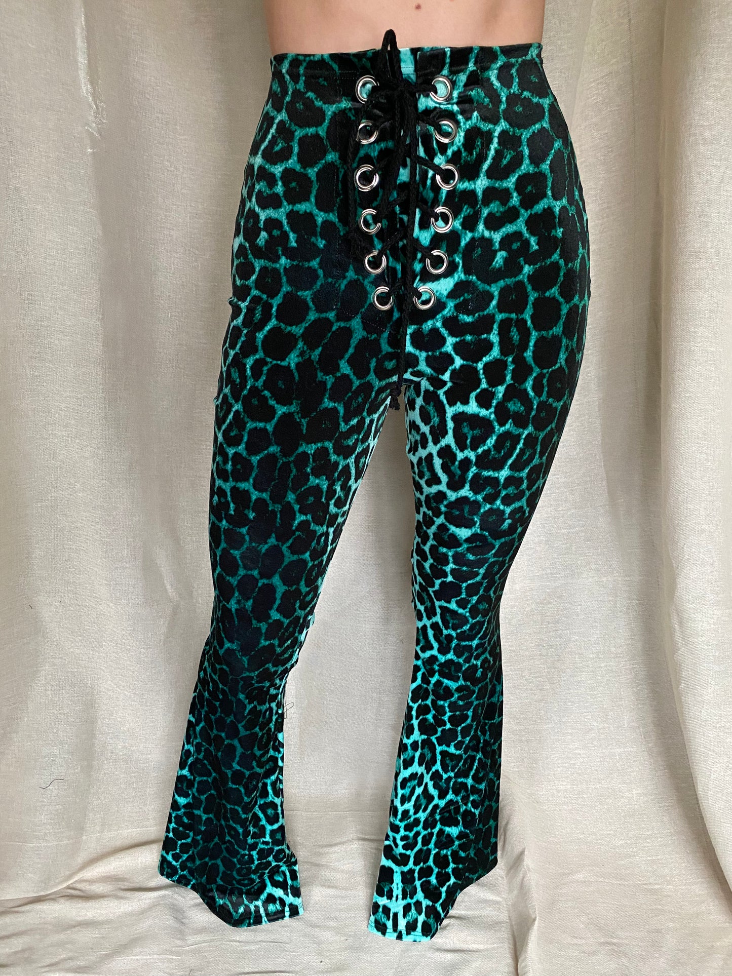 Leopard flare 2025 pants green