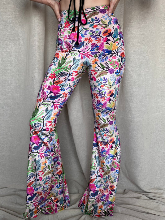 SAMPLE Flared Trousers - Rainbow Floral