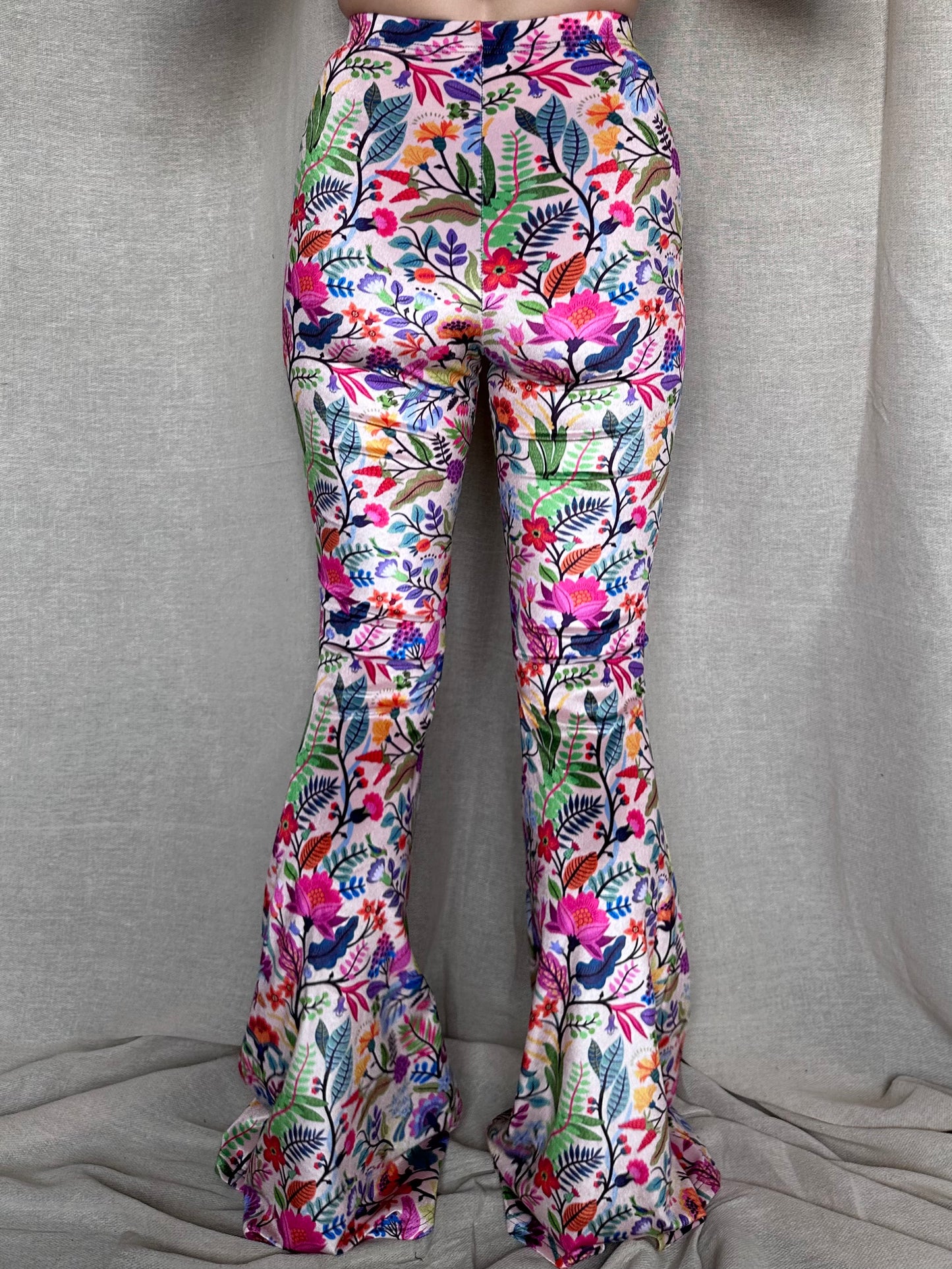 SAMPLE Flared Trousers - Rainbow Floral
