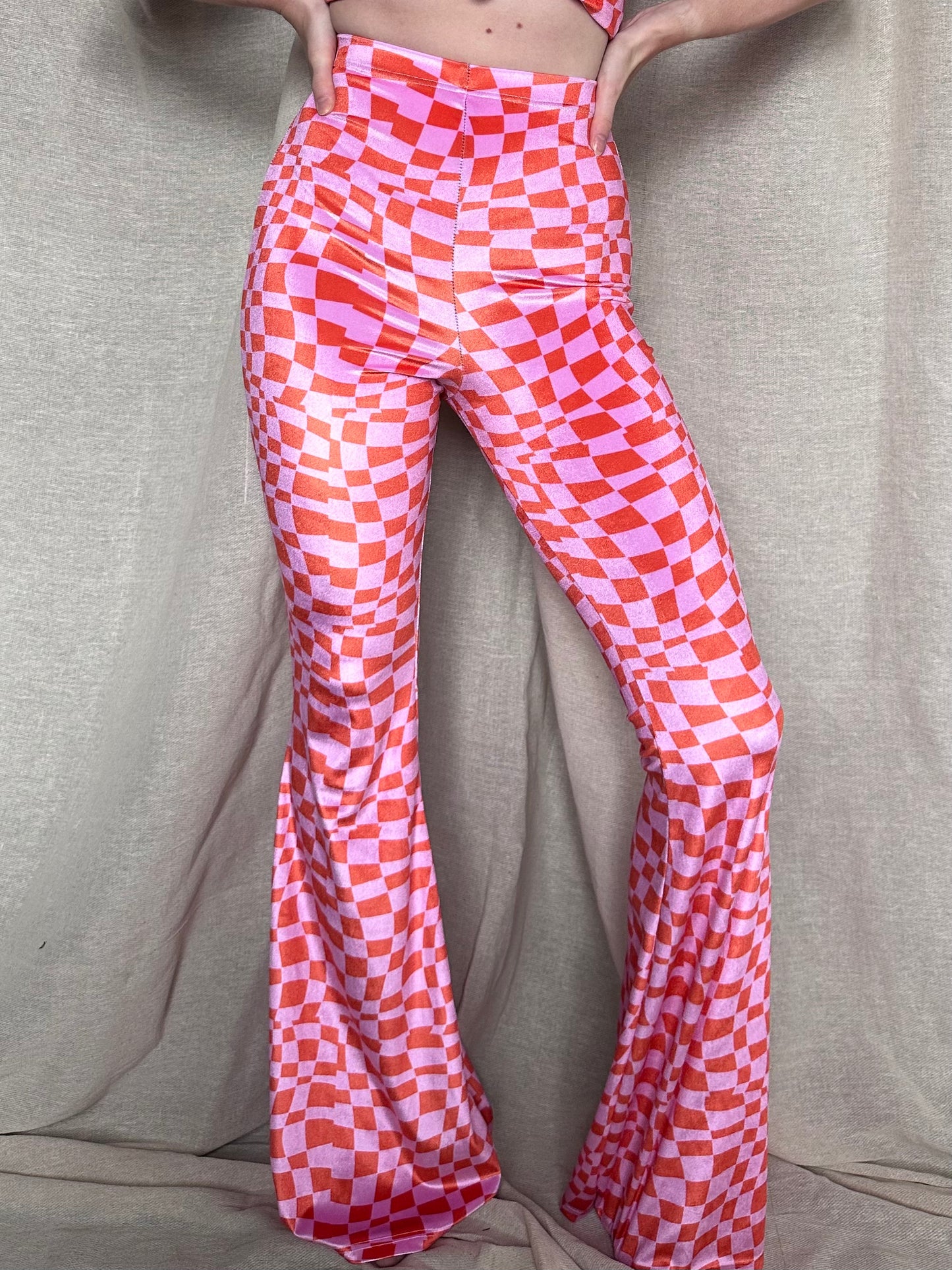 Flared Trousers - Trippy Check