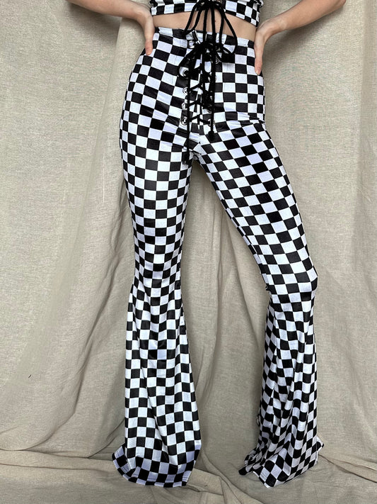 Stevie Flared Trousers - Checkerboard