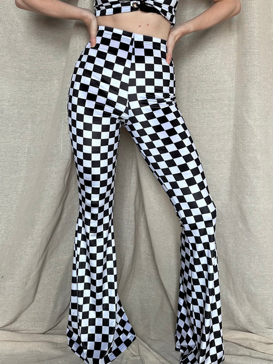 Flared Trousers - Checkerboard