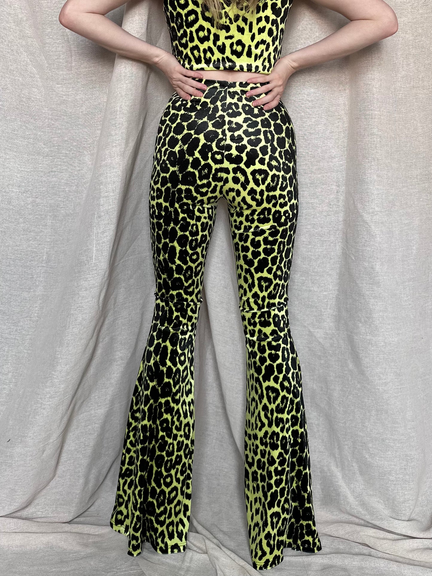 Stevie Flared Trousers - Lemon Leopard