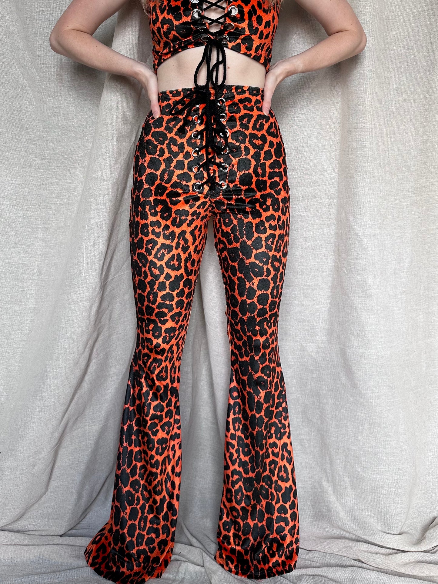 Stevie Flared Trousers - Orange Leopard