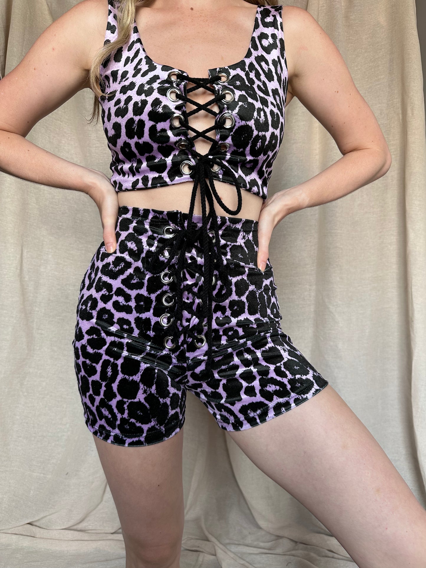 Stevie Shorts in Lavender Leopard