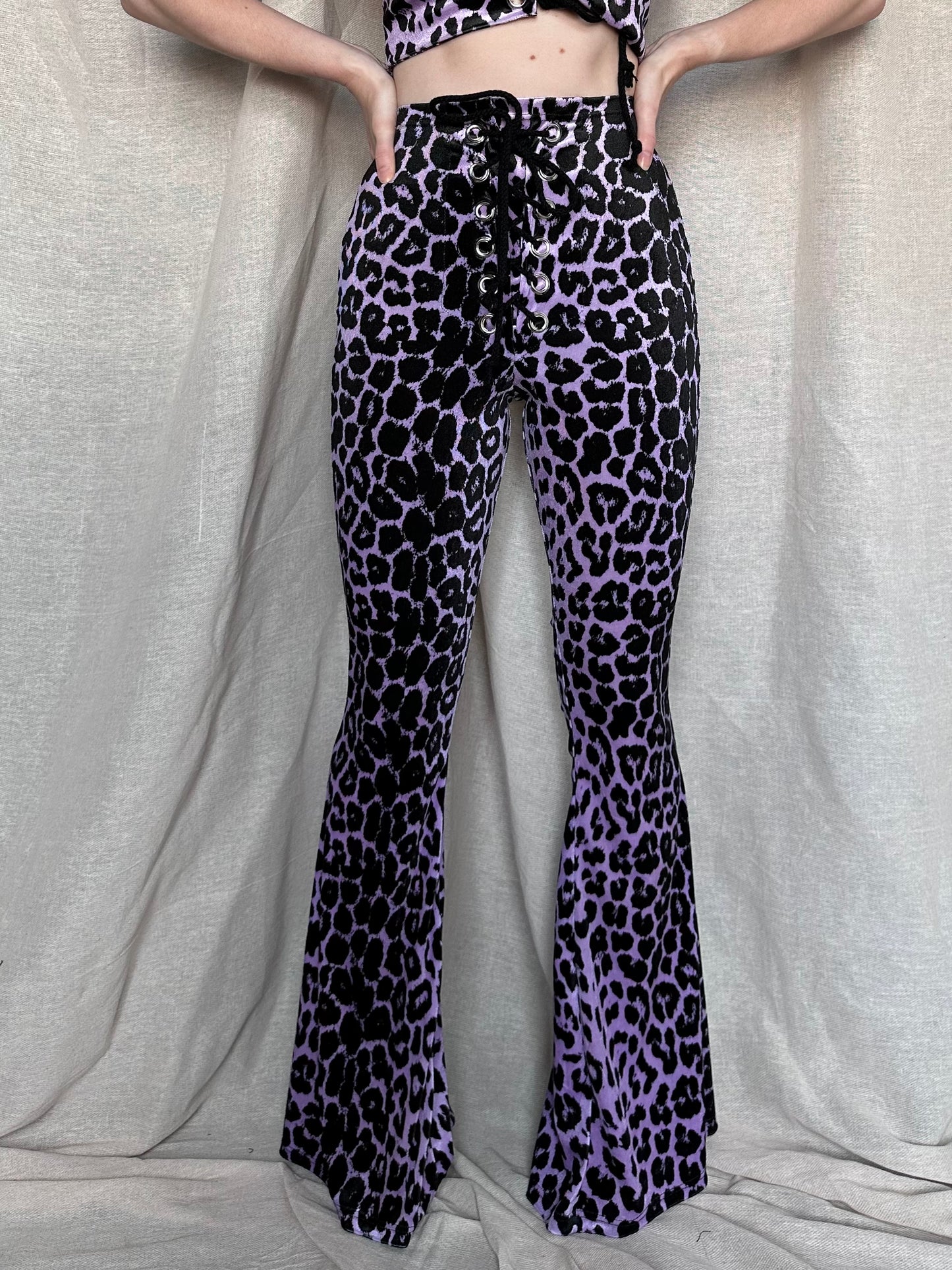Stevie Flared Trousers - Lavender Leopard