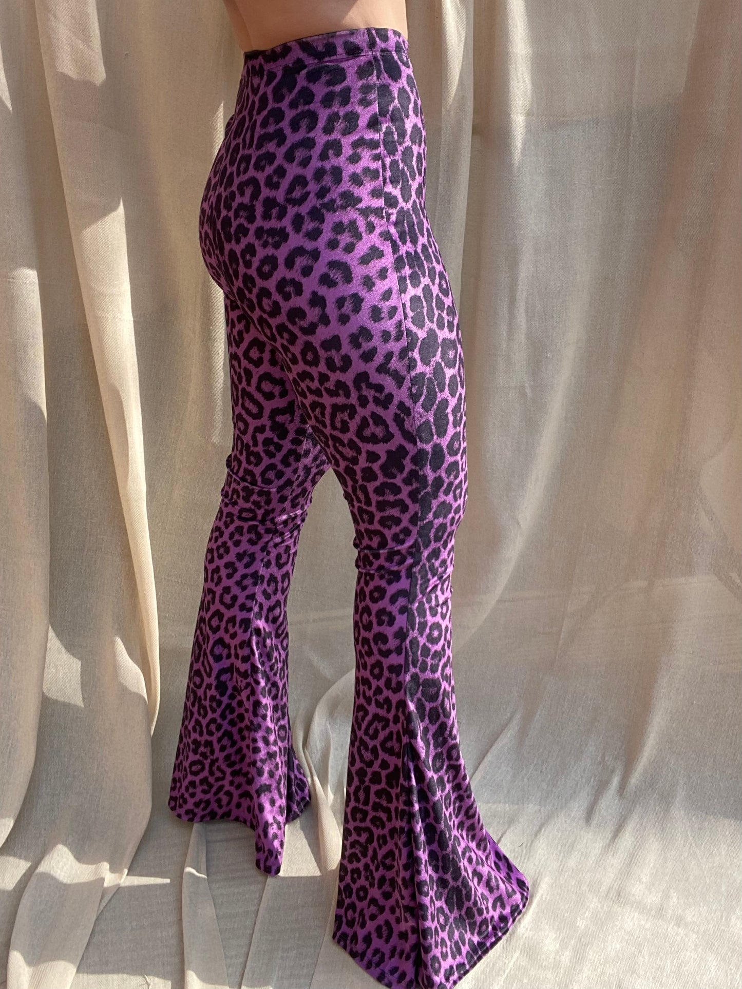 Flared Trousers - Purple Leopard