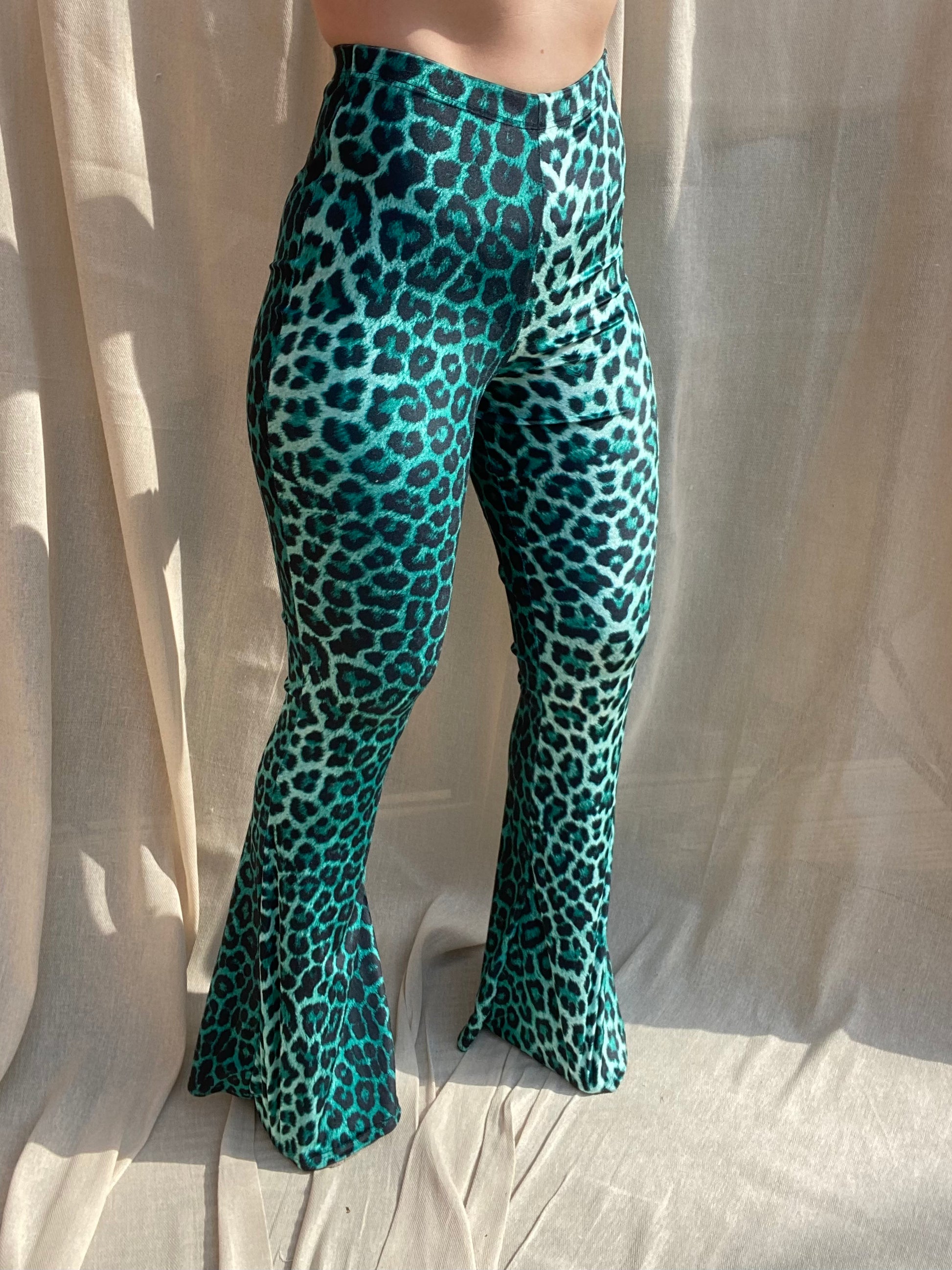 Leopard flare 2025 pants green