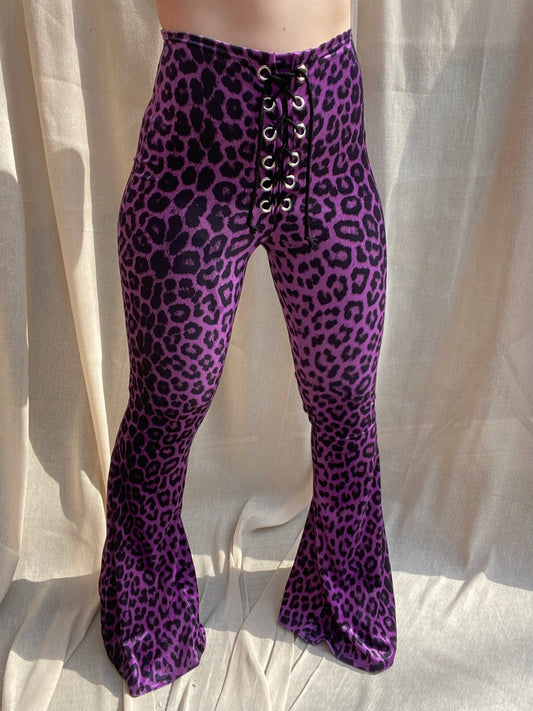 Stevie Flared Trousers - Purple Leopard