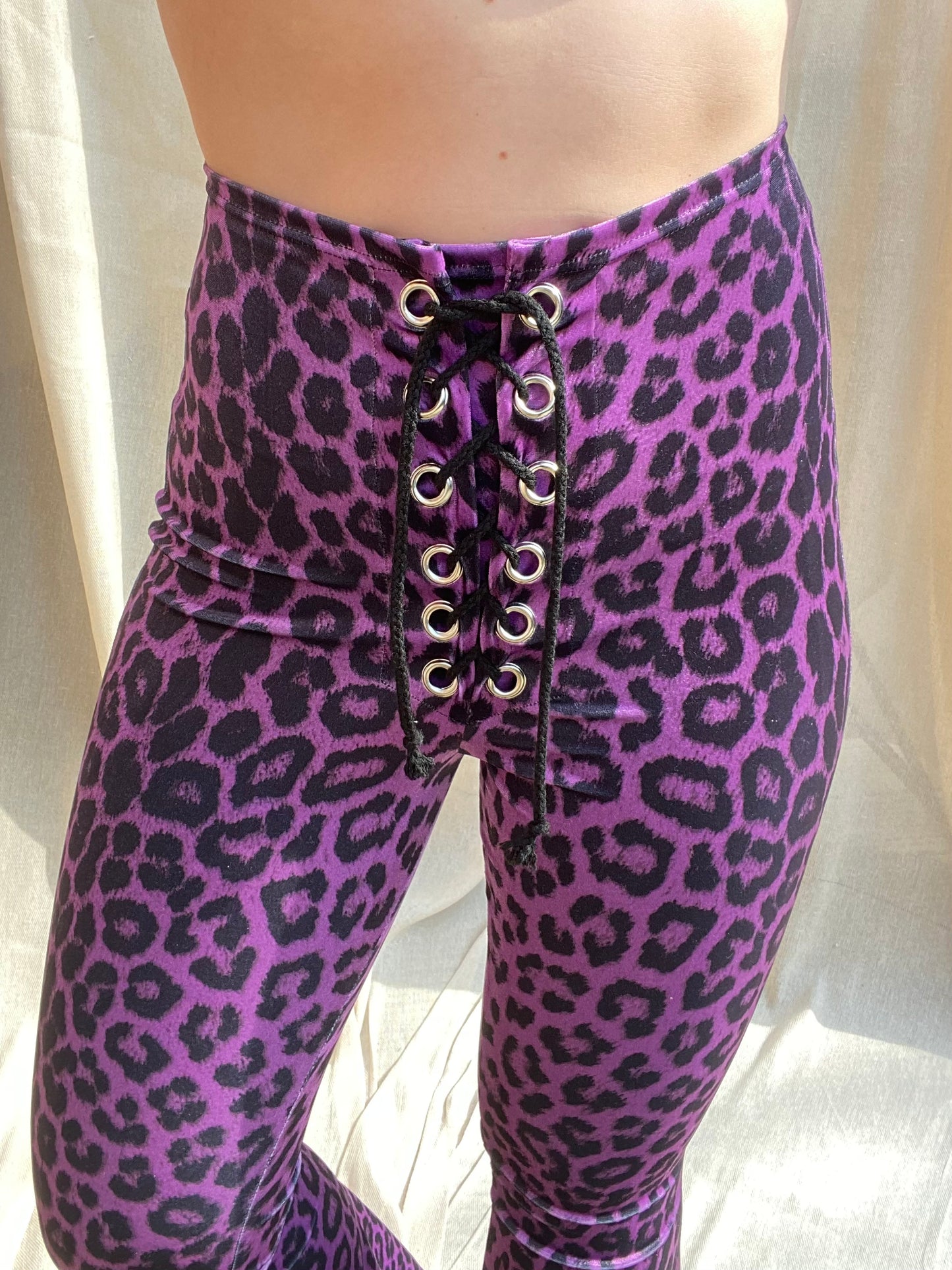 Stevie Flared Trousers - Purple Leopard