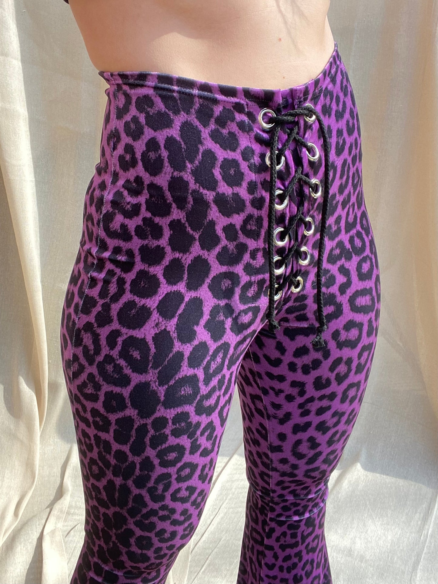Stevie Flared Trousers - Purple Leopard