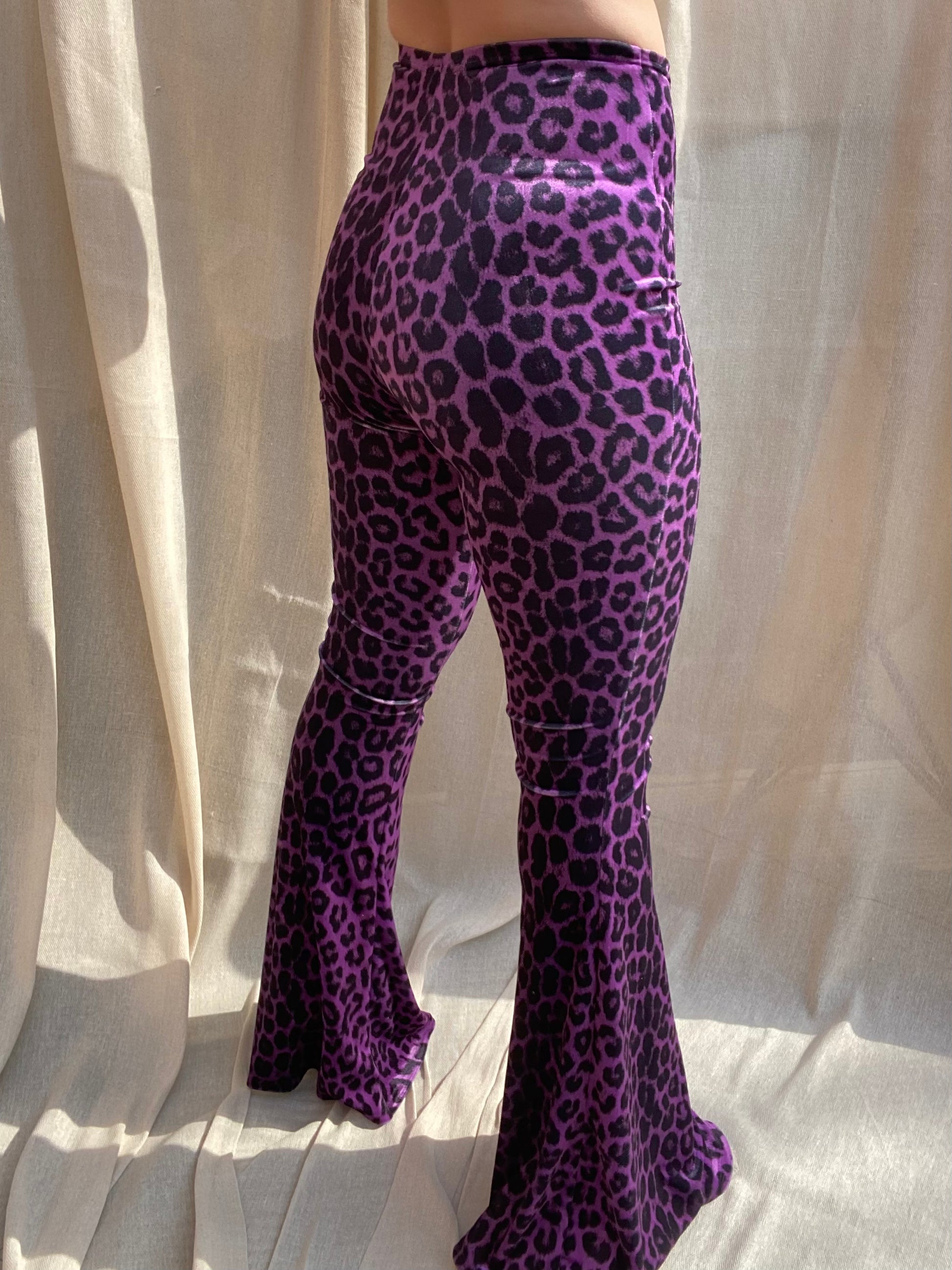 Purple leopard print deals trousers