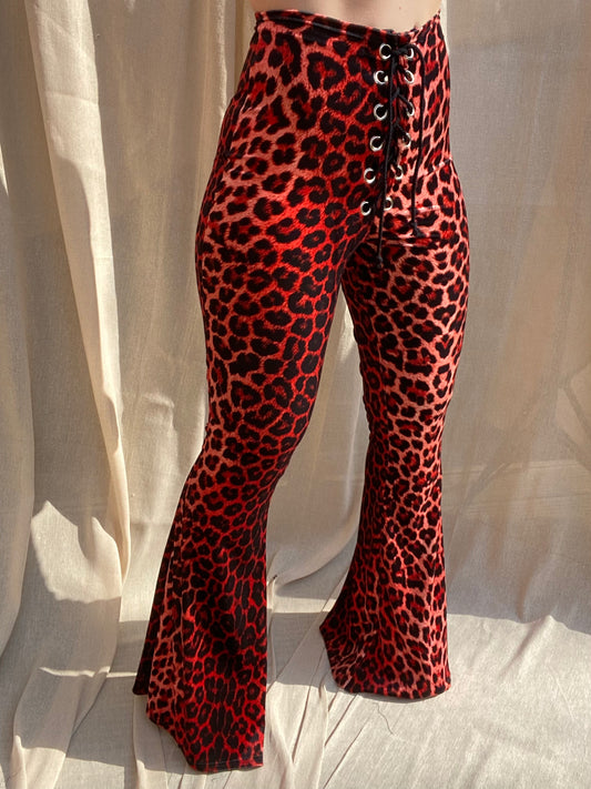 Stevie Flared Trousers - Red Leopard