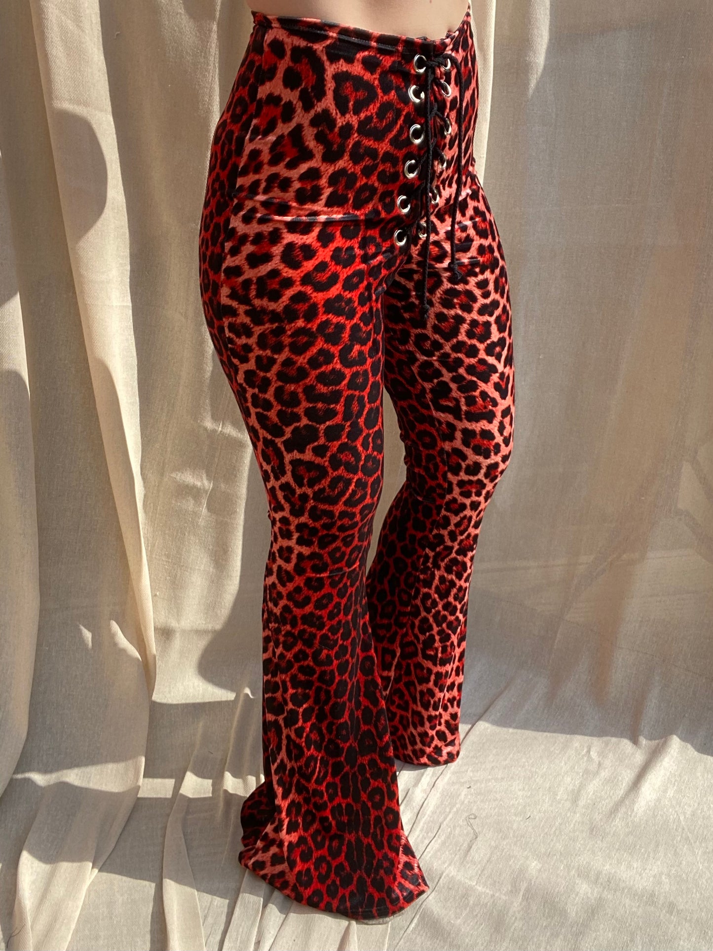 Stevie Flared Trousers - Red Leopard