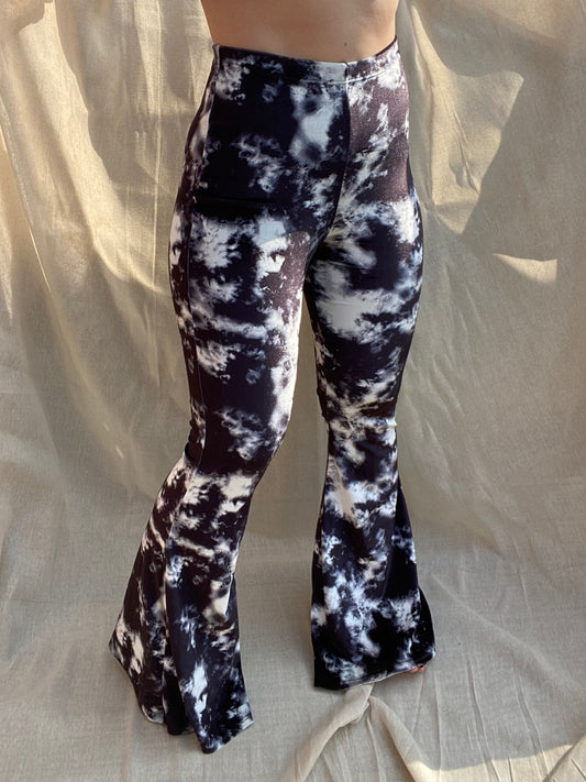 Flared Trousers - Black Tie Dye