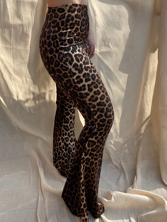 Flared Trousers - Golden Leopard