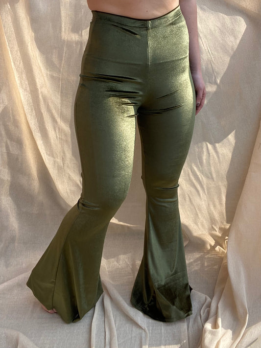 Flared Trousers - Olive