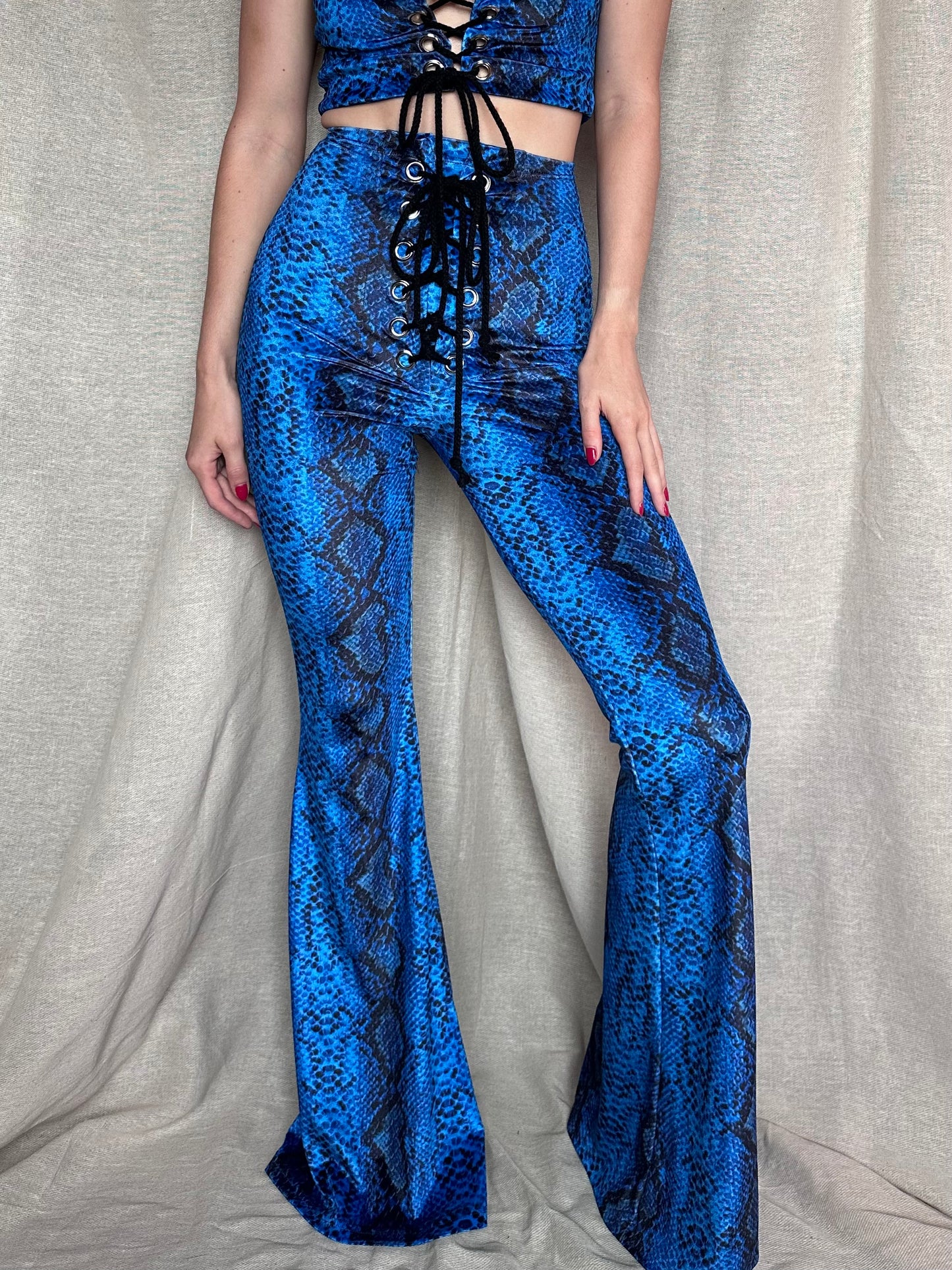 Stevie Flared Trousers - Royal Blue Serpent