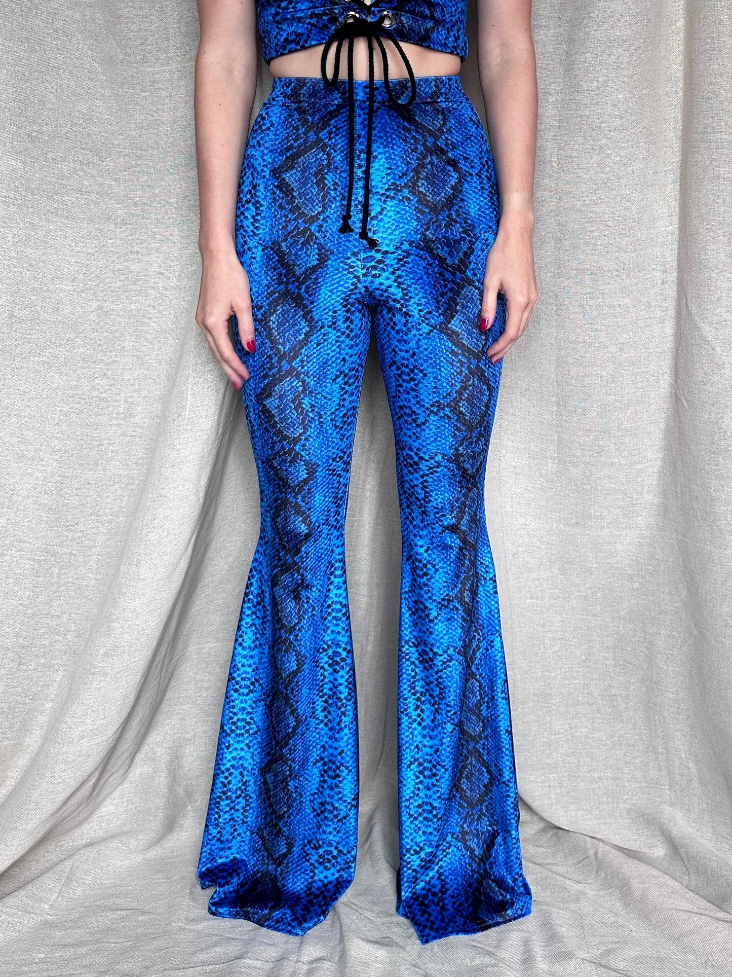 Flared Trousers - Royal Blue Serpent