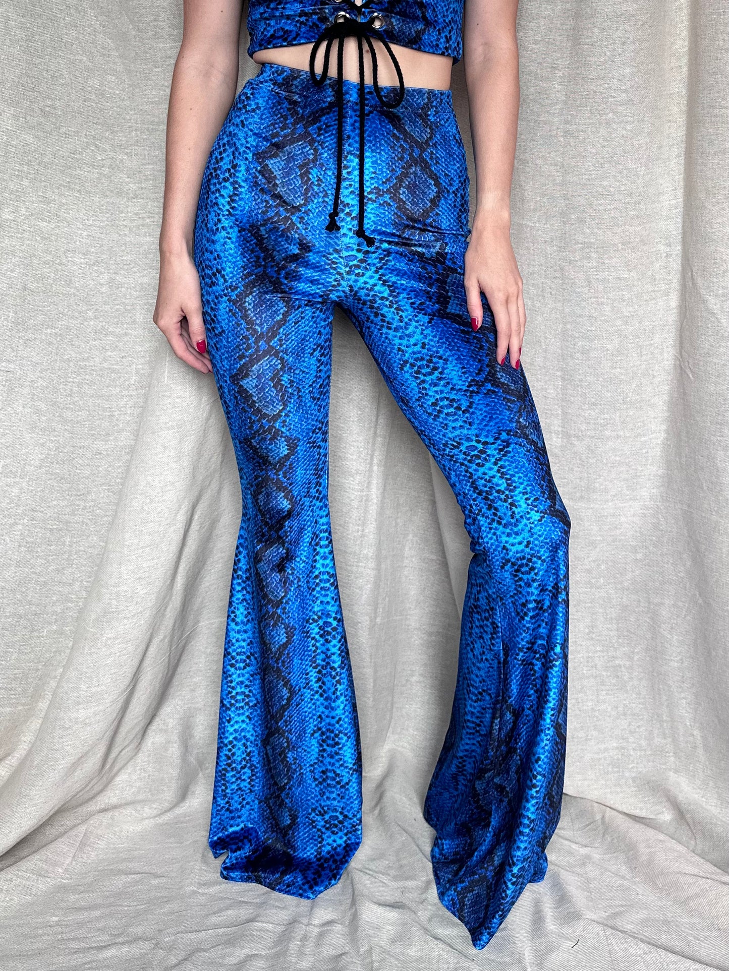 Flared Trousers - Royal Blue Serpent