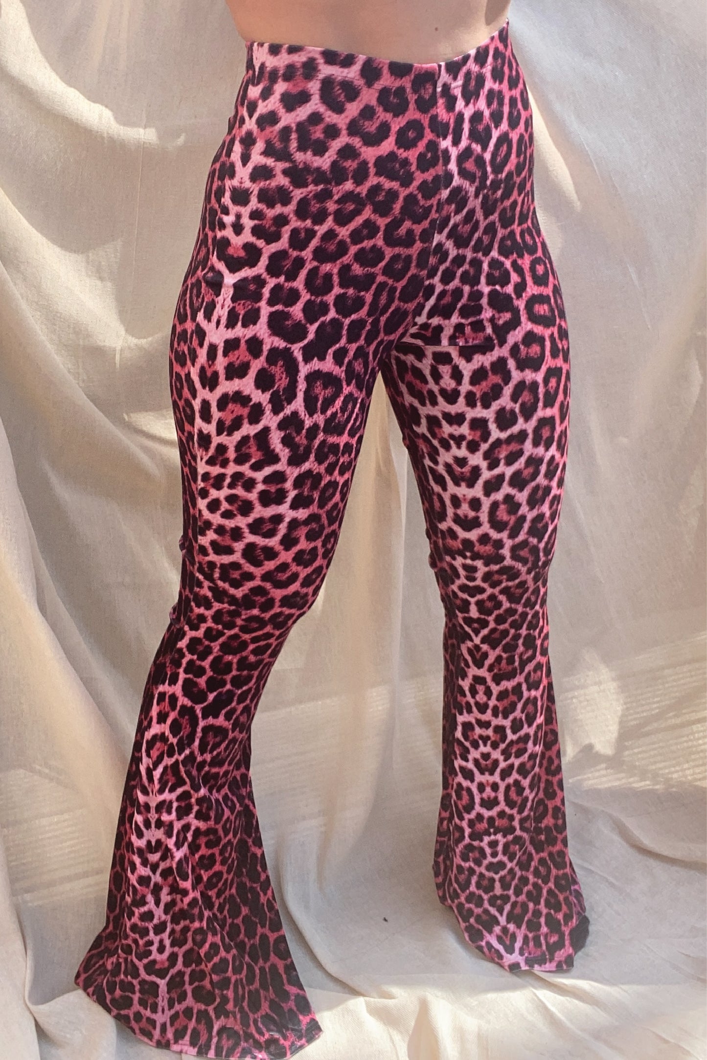 Flared Trousers - Pink Leopard