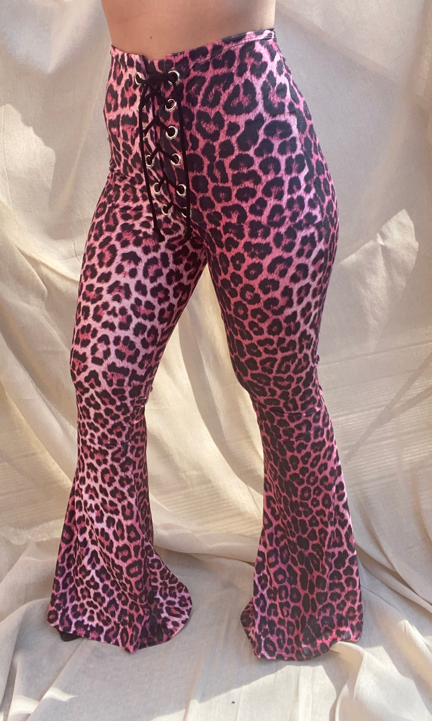 Stevie Flared Trousers - Pink Leopard