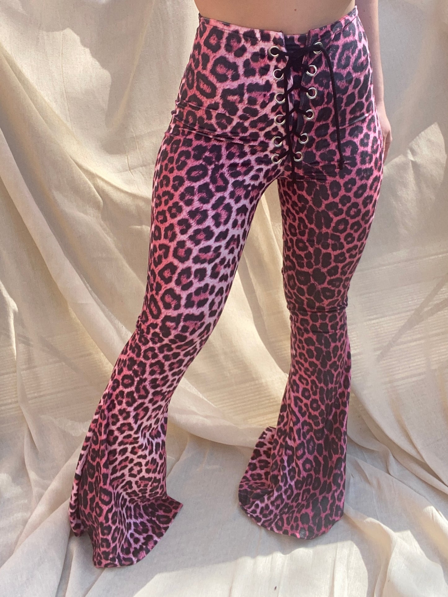 Stevie Flared Trousers - Pink Leopard