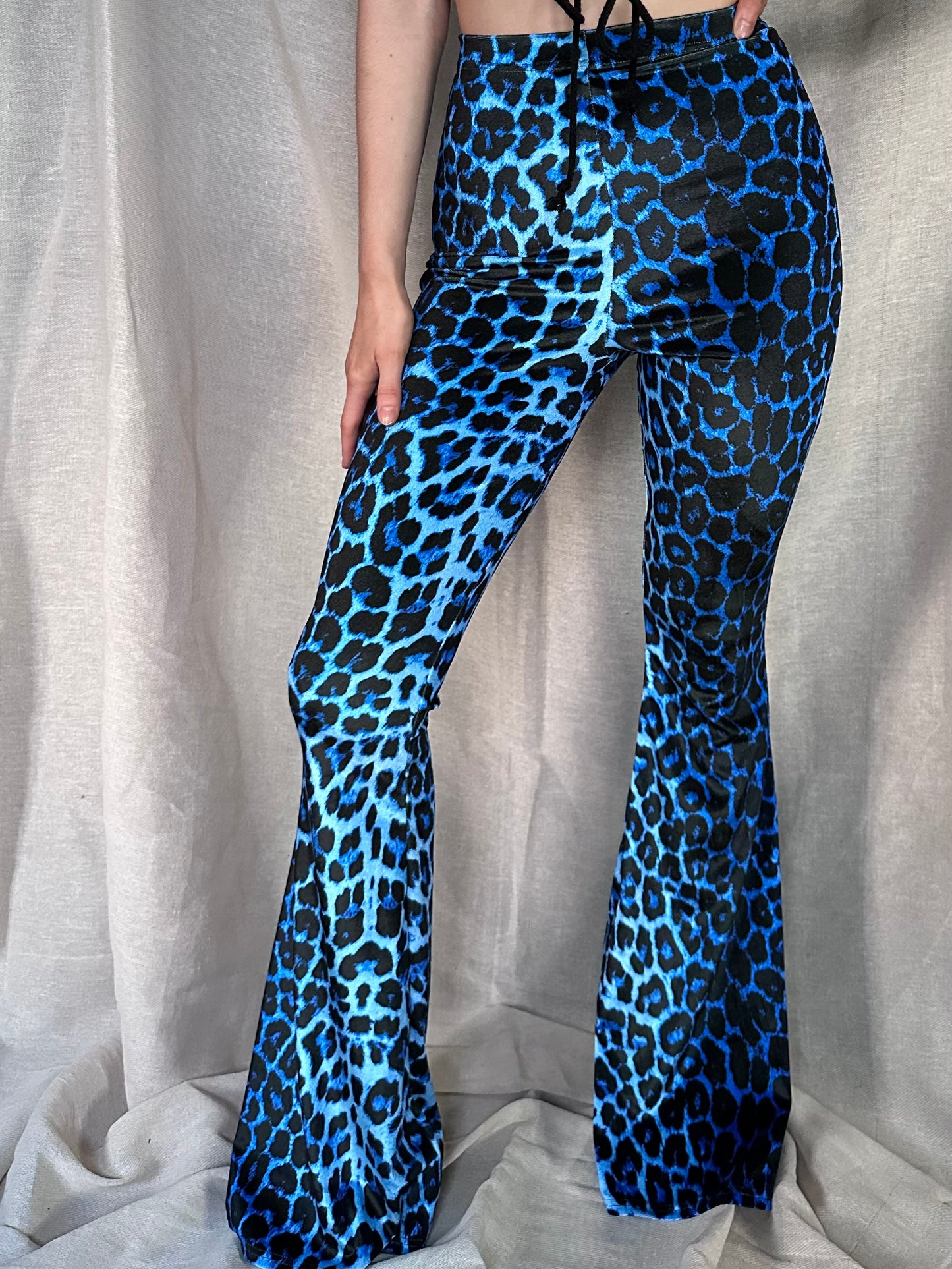 Flared Trousers - Blue Leopard