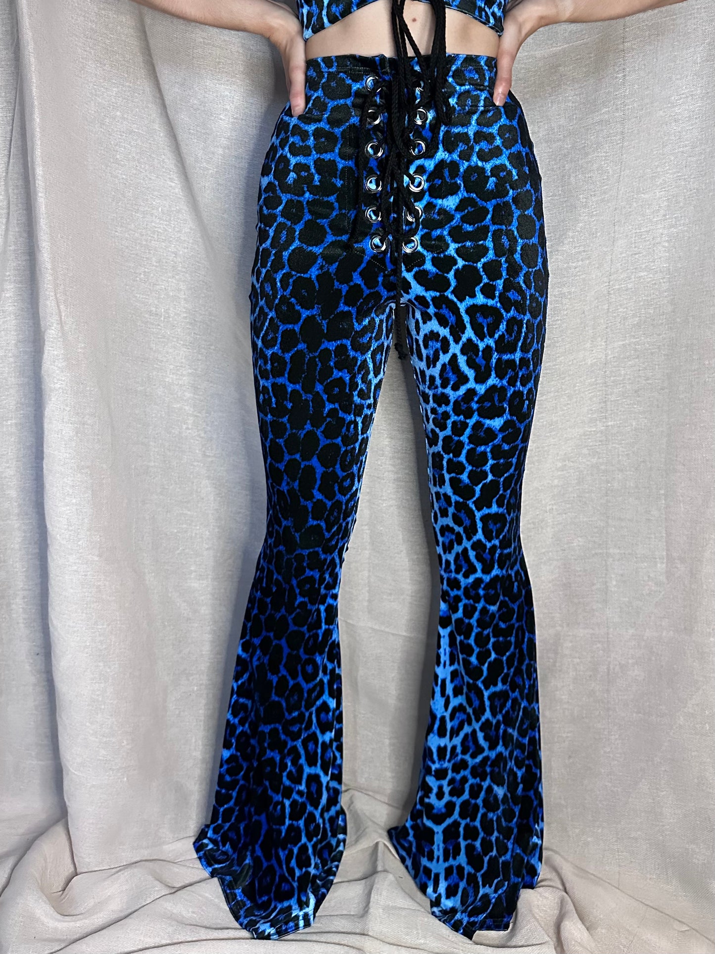 Stevie Flared Trousers - Blue Leopard